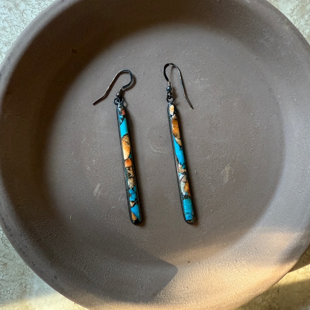 Turquoise and Brown Dangle Earrings